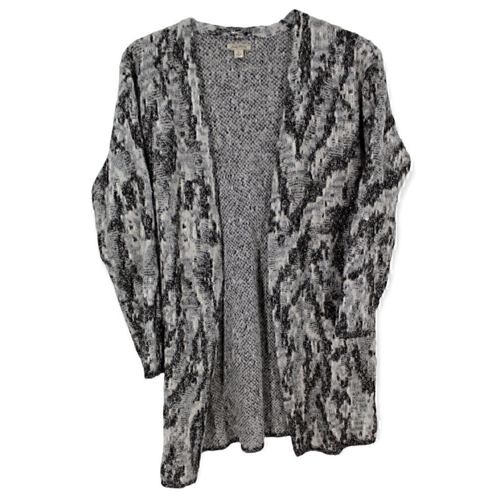 Lucky Brand Open Front Animal Print Cardigan Sweater Wool Blend Small